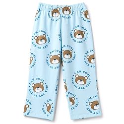 Babyhug 100% Cotton Knit Full Sleeves Front Open Shirt & Pyjama Night Suit Co-Ords Set With Bear & Text Print - Light Blue