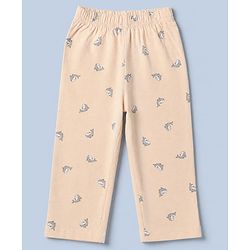 Babyhug Cotton Knit Full Sleeves Co-Ords Shirt & Pyjama Night Suit with Dolphin Print - Peach