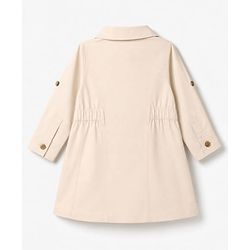 Babyhug 100% Cotton Woven Shirt Dress with Full Sleeves - Beige