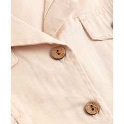 Babyhug 100% Cotton Woven Shirt Dress with Full Sleeves - Beige