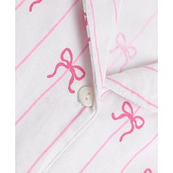 Babyhug 100% Cotton Knit Full Sleeves Striped Co-Ords Shirt & Pyjama Night Suit with Bow Print - White