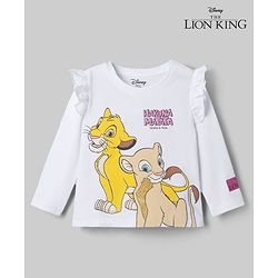 Babyhug Disney Single Jersey Knit T-Shirt with Full Sleeves and Simba Print - White
