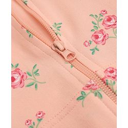 Babyhug 100% Cotton Terry Knit Sweatshirt with Full Sleeves and Floral Print in Peach