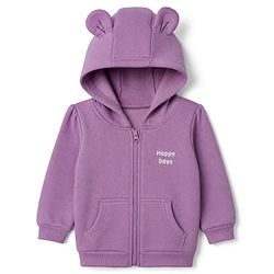 Babyhug Fleece Knit Sweatshirt with Full Sleeves and Happy Days Print in Lavender