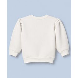 Babyhug Heavy Gauge Warm Cotton Fleece Knit Sweatshirt with Full Sleeves & Bow Applique - White