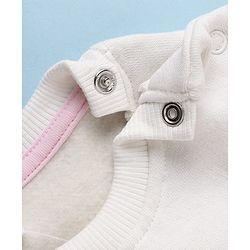 Babyhug Heavy Gauge Warm Cotton Fleece Knit Sweatshirt with Full Sleeves & Bow Applique - White
