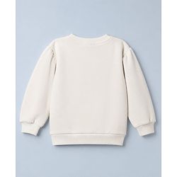 Babyhug Heavy Gauge Warm Cotton Fleece Knit Sweatshirt with Full Sleeves & Bow Applique - White