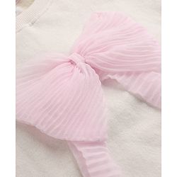 Babyhug Heavy Gauge Warm Cotton Fleece Knit Sweatshirt with Full Sleeves & Bow Applique - White