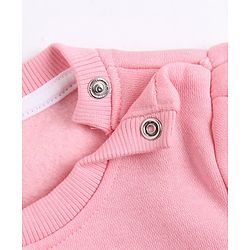 Babyhug Heavy Gauge Fleece Knit Full Sleeves Sweatshirt With Penguin Print - Baby Pink