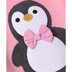 Babyhug Heavy Gauge Fleece Knit Full Sleeves Sweatshirt With Penguin Print - Baby Pink