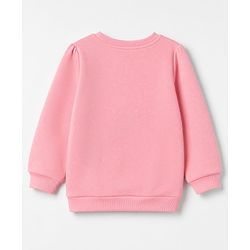 Babyhug Heavy Gauge Fleece Knit Full Sleeves Sweatshirt With Penguin Print - Baby Pink