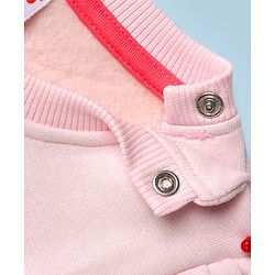 Babyhug Fleece Knit Sweatshirt with Full Sleeves and Disco Cherry Print - Baby Pink