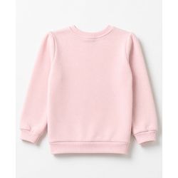 Babyhug Fleece Knit Sweatshirt with Full Sleeves and Disco Cherry Print - Baby Pink