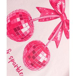 Babyhug Fleece Knit Sweatshirt with Full Sleeves and Disco Cherry Print - Baby Pink