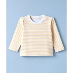 Babyhug 100% Cotton Interlock Knit Full Sleeves T-Shirts with Stripes Floral & Deer Print Pack of 3 - White & Cream