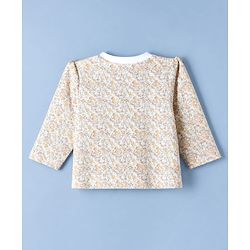 Babyhug 100% Cotton Interlock Knit Full Sleeves T-Shirts with Stripes Floral & Deer Print Pack of 3 - White & Cream