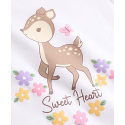 Babyhug 100% Cotton Interlock Knit Full Sleeves T-Shirts with Stripes Floral & Deer Print Pack of 3 - White & Cream