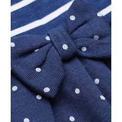 Babyhug Single Jersey Knit Frock and Bloomer with Half Sleeves and Polka Dots Print - Navy Blue