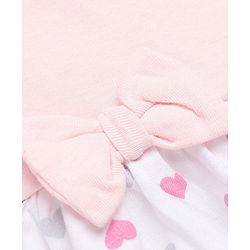 Babyhug Single Jersey Knit Half Sleeves Frock with Bloomer and Heart Print - White
