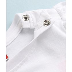 Babyhug 100% Cotton Knit T-Shirts with Full Sleeves and Frill Details with Ballerinas Sequins - White