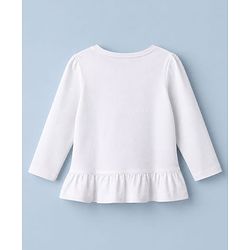 Babyhug 100% Cotton Knit T-Shirts with Full Sleeves and Frill Details with Ballerinas Sequins - White