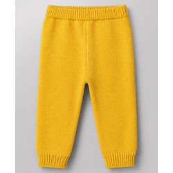 Babyhug Cotton Natural Knit Full Sleeves Pullover & Pant Sweater Set and Cap with Pom Pom with Sunflower Hearts All Over Design - White, Yellow