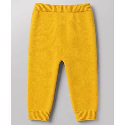 Babyhug Cotton Natural Knit Full Sleeves Pullover & Pant Sweater Set and Cap with Pom Pom with Sunflower Hearts All Over Design - White, Yellow