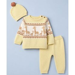 Babyhug Natural Knit SWEATER SET Regular YELLOW 0-3m