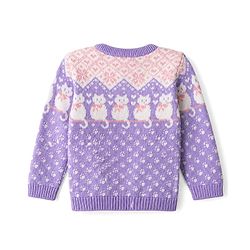 Babyhug 100% Cotton Knit Full Sleeves Sweater Sets and Cap with Cat Design - Lavender