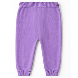 Babyhug 100% Cotton Knit Full Sleeves Sweater Sets and Cap with Cat Design - Lavender