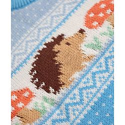 Babyhug Cotton Knit Full Sleeves Sweater Set with Cap & Hedgehog Design in Blue