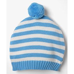 Babyhug Cotton Knit Full Sleeves Sweater Set with Cap & Hedgehog Design in Blue
