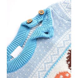 Babyhug Cotton Knit Full Sleeves Sweater Set with Cap & Hedgehog Design in Blue