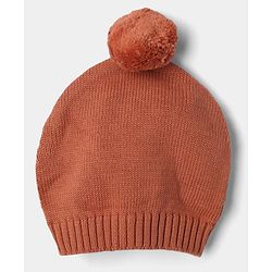 Babyhug Cotton Knit Sweater Set with Cap and Full Sleeves with Hedgehog Mushroom Cable Knit Design - Light Brown
