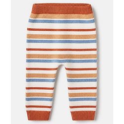 Babyhug Cotton Knit Full Sleeves Sweater Pants and Cap with Bear Design in Sky Blue & Light Brown