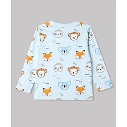 Babyhug 100% Cotton Interlock Knit Full Sleeves T-Shirts with Fox, Monkey & Koala Print in Sky Blue, Light Pink & Offwhite