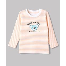 Babyhug 100% Cotton Interlock Knit Full Sleeves T-Shirts with Fox, Monkey & Koala Print in Sky Blue, Light Pink & Offwhite