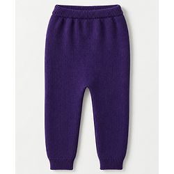 Babyhug 100% Cotton Knit Full Sleeves Sweater Set with Cap & Fox Design - Purple