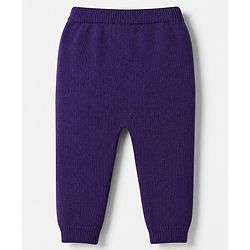 Babyhug 100% Cotton Knit Full Sleeves Sweater Set with Cap & Fox Design - Purple