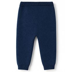 Babyhug 100% Cotton Knit Full Sleeves Striped Sweater Set with Cap - Navy Blue