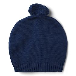 Babyhug 100% Cotton Knit Full Sleeves Striped Sweater Set with Cap - Navy Blue