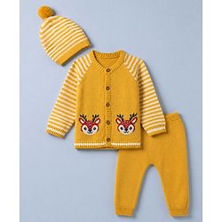 Babyhug Natural Knit SWEATER SET Regular yellow 3-6m