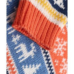 Babyhug 100% Cotton Knit Full Sleeves Sweater Set with Cap & Snow Dear Design - White