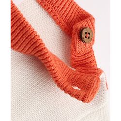 Babyhug 100% Cotton Knit Full Sleeves Sweater Set with Cap & Snow Dear Design - White