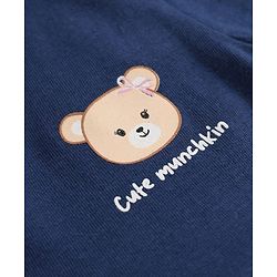 Babyhug Single Jersey Knit Frock and Bloomer with Half Sleeves and Bear Print in Navy Blue for New born