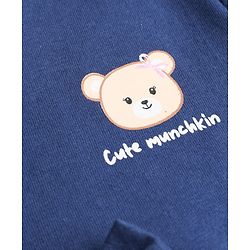 Babyhug Single Jersey Knit Frock and Bloomer with Half Sleeves and Bear Print in Navy Blue for New born