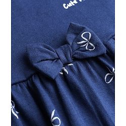 Babyhug Single Jersey Knit Frock and Bloomer with Half Sleeves and Bear Print in Navy Blue for New born