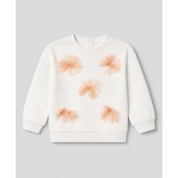 Babyhug 100% Cotton Single Jersey Knit Full Sleeves Top & Pants With Floral Applique - Cream & Peach
