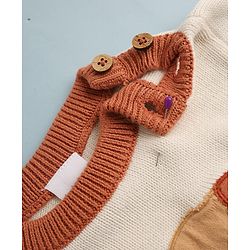 Babyhug Cotton Knit Full Sleeves Sweater and Pant Set with Cap and Dog Patch - White