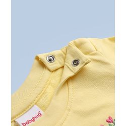 Babyhug 100% Cotton Single Jersey Knit Full Sleeves Top and Legging Set with Lace Details and Floral Embroidery - Yellow